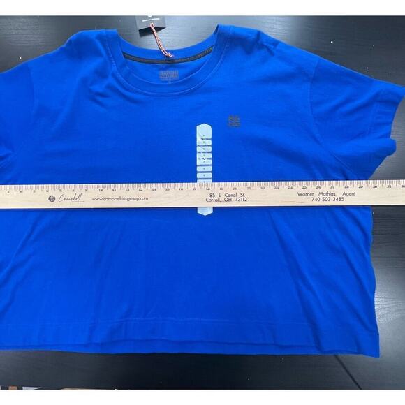 AKHG x Duluth Trading Co Crosshaul Elbow Sleeve Crop Tee, Sapphire, size 3X - Picture 7 of 12